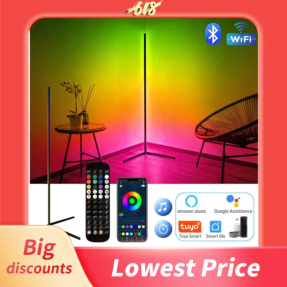 Living Room Dimmable RGB Corner Floor Lamp